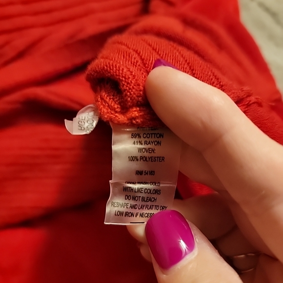 Calvin Klein Womens Plus Size 2X Sweater 3/4 Sleeves Woven Back Detail Red Ltwgt - Picture 6 of 10